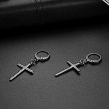 Carica l&#39;immagine nel visualizzatore di Gallery, Flongo Orecchini a croce lunghi orecchini a cerchio piccoli, Nero - Ilgrandebazar