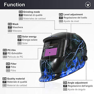 Yorbay® Casco per saldatura solare, con oscuramento Skull, Lightning - Ilgrandebazar