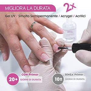 Primer Unghie Gel Professionale 12 ml di Alta Qualità - Promotore Adesione NON Acido per Gel Costruttori, Gel Color, Semipermanente, Acrygel, Acrilico, Smalti One Step