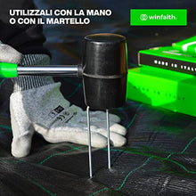 Carica l'immagine nel visualizzatore di Gallery, Winfaith 100 Picchetti Telo Pacciamatura Made in Italy in Acciaio EN 10204 3.1 Zincato a Caldo - Antiruggine Giardino Erba Sintetica Ancoraggio - Misure mm H150 x L30 x D3