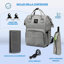 Carica l'immagine nel visualizzatore di Gallery, Zaino Mamma Multifunzione Vulcano Design Neonato Fasciatoio Grigio