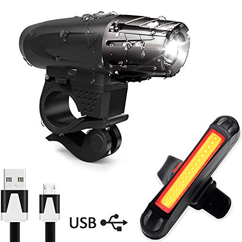 AMANKA Luce Bici, Luci LED per Bicicletta Ricaricabili USB Impermeabile,...