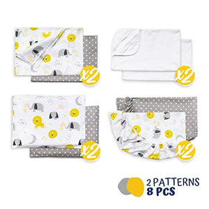 FlyIdeas Lenzuola Next2Me Set MAXI 8 pz 83x50cm | 2 50x83 cm, Giallo