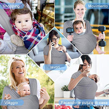 Carica l&#39;immagine nel visualizzatore di Gallery, Lictin Fascia Porta Bambino - Bebè Elastica, Baby Wrap, Grigio