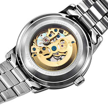 Carica l&#39;immagine nel visualizzatore di Gallery, Alienwork IK Orologio Nero/Movimento D&#39;oro/Cinturino In Metallo Argento - Ilgrandebazar