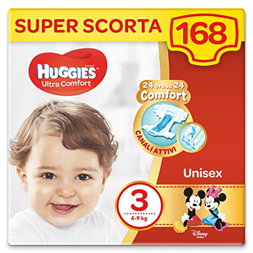 Huggies Pannolini Ultra Comfort, Taglia 3 (4-9 Kg), Confezione da 168...