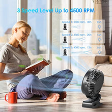 Carica l&#39;immagine nel visualizzatore di Gallery, Mini Ventilatore USB Portatile con Clip 10000 mAh, 3 in 1 Ventilatore Versatile con Luce a LED, 12-40 ore, Ricaricabile Ventilatore da Tavolo Silenzioso, Rotazione di 360°, per Ufficio, Auto, Viaggio