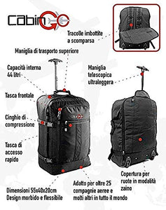 CABIN GO MAX 5520 Trolley Zaino bagaglio a mano/cabina da MX5520, Nero