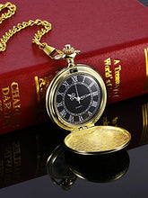 Carica l&#39;immagine nel visualizzatore di Gallery, Orologio da Taschino al Quarzo per Uomo con Quadrante Nero e Catena Oro - Ilgrandebazar