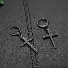 Carica l&#39;immagine nel visualizzatore di Gallery, Flongo Orecchini a croce lunghi orecchini a cerchio piccoli, Nero - Ilgrandebazar