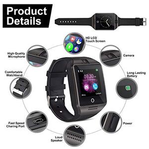 Smartwatch Bluetooth Orologio Intelligente con Camera Smart Watch Nero 02 - Ilgrandebazar