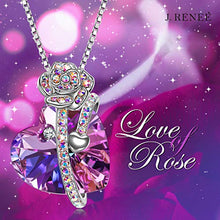 Carica l&#39;immagine nel visualizzatore di Gallery, Regali Natale Amore Rosa Ciondolo cuore viola, con cristalli di Swarovski,...