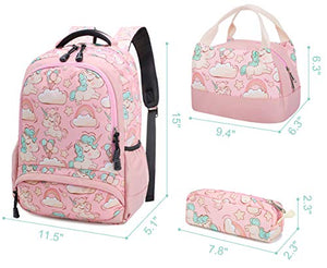 Zaino Unicorno Zaini Ragazza Bambina Backpack Set per la Scuola 1-rosa