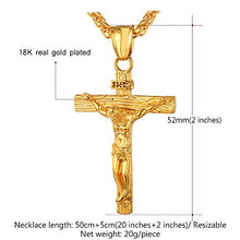 Carica l&#39;immagine nel visualizzatore di Gallery, U7 Collana Pendente Crocifissa Cindolo Croce Gesù INRI 01 Oro + Catena Grano - Ilgrandebazar