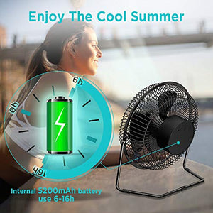 EasyAcc Ventilatore USB, 8 Pollici 8 Con batteria, Nero