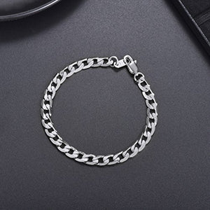 PROSTEEL Bracciale Uomo a Catena Cubana Semplice, Braccialetto 6 Mm - Argento - Ilgrandebazar