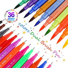 Carica l&#39;immagine nel visualizzatore di Gallery, Pennarelli Doppia Punta 36 Colori, Brush Pen Doppio con Fine 36 Colori