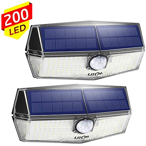 Luci Solari Esterno【2019 Ultimi Modelli 】200 LED Luce Solare Sensore 2 pezzi