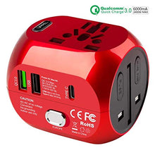 Carica l&#39;immagine nel visualizzatore di Gallery, Milool Adattatore Universale da Viaggio con QC3.0 Quick Charge 2 Porte Rosso - Ilgrandebazar