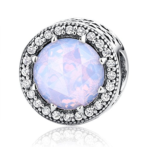 NINGAN Ciondolo radioso con Motivo a Cuori, in Argento Opalescent Pink - Ilgrandebazar
