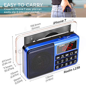 PRUNUS L-238SW Radio Portatile SW FM AM(MW) SD USB MP3 con Azzurro/Blu