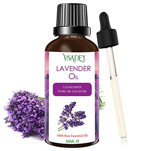 VSADEY Olio Essenziale di Lavanda 50 ml, 100% Puro e Naturale Olio...