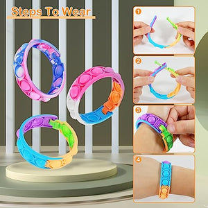 Coicok 30 Pezzi Arcobaleno Bracciale in silicone, Push Bubble Bracelets Fidget Toys, Giocattoli antistress per adulti e bambini, Gadget compleanno bambini, Regalini compleanno bambini invitati