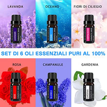 Carica l'immagine nel visualizzatore di Gallery, Diffusore con 6 * 10 ml di Olio Essenziale Puro, e Aromi da 450 ml , Umidificatore Diffusore per Aromaterapia con Modalità Nebbia Regolabile e LED a 7 Colori