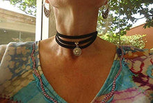 Carica l&#39;immagine nel visualizzatore di Gallery, MANDALA SUEDE CHOKER - collare nero involucro - Ilgrandebazar