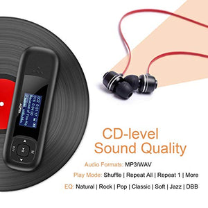 AGPTEK - Lettore MP3 Bluetooth, 16 GB, con funzione orologio USB Noir U3