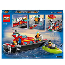 Carica l&#39;immagine nel visualizzatore di Gallery, LEGO CITY 60373 La barca di salvataggio dei pompieri, giocattolo galleggiante, jetpack e minifigurine