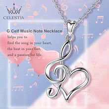Carica l&#39;immagine nel visualizzatore di Gallery, CELESTIA Cuore Collane Donna Argento Sterling 925, Nota Musicale Ciondolo... - Ilgrandebazar