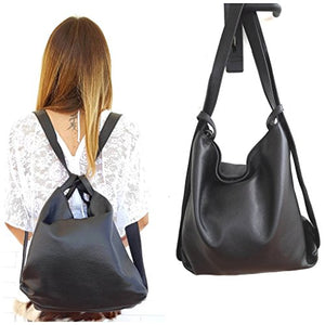 Borsa zaino pelle nera donna - Ilgrandebazar