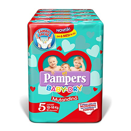 Pampers Baby Dry Mutandino Junior, 76 Pannolini, Taglia 5 5 (12-18 Kg) - Ilgrandebazar