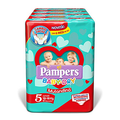 Pampers Baby Dry Mutandino Junior, 76 Pannolini, Taglia 5 5 (12-18 Kg) - Ilgrandebazar