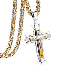 Carica l&#39;immagine nel visualizzatore di Gallery, sailimue Gioielli Collana in Acciaio Inossidabile Uomo Croce Gold-tone