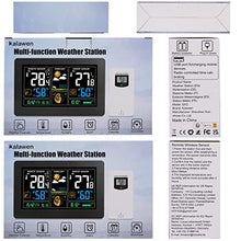 Carica l&#39;immagine nel visualizzatore di Gallery, Kalawen Stazione Meteo Automatica Digitale Wireless Meteorologica con Schermo LCD Display Sveglia Tempo Data Temperatura umidità Previsioni di Tempo con Sensore Esterno Wireless