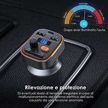 Carica l&#39;immagine nel visualizzatore di Gallery, Trasmettitore FM Bluetooth 5.0 per Auto ieGeek, 8 Colori Controluce Pulsante...
