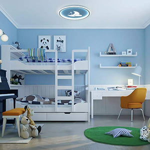 Plafoniera Led Moderna Dimmerabile con Telecomando, Lampada Soffitto 36W Blu
