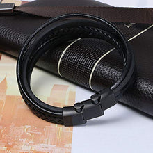 Carica l&#39;immagine nel visualizzatore di Gallery, flintronic Bracciale Intrecciato in Pelle, Braccialetto #1 Nero(20.5cm-22cm) - Ilgrandebazar