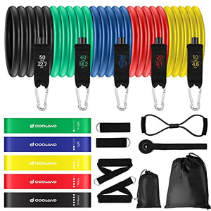 Set Bande Elastiche Fitness Con Maniglie - 5 Livelli Di Resistenza Da 10 A 50 Lbs | Per Allenamento Casa, Pilates, Yoga | Kit Completo Con Cavigliere E Guida - Foto 10