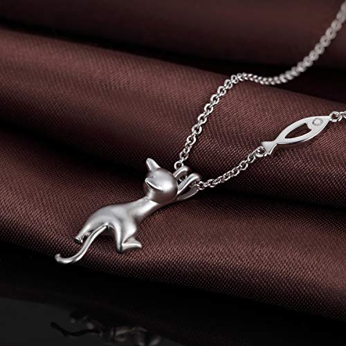 BAMOER Collana con gatto in argento sterling 925 per donna - Regali di gioielli con gatto per gli amanti dei gatti Regalo di laurea di compleanno di moda SCN533 36 BAMOER Collana con gatto in argento sterling 925 per donna - Regali di gioielli con gatto per gli amanti dei gatti Regalo di laurea di compleanno di moda SCN533 36