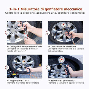 oasser Manometro Digitale Pressione Gomme Pistola Gonfiaggio Pneumatici... - Ilgrandebazar