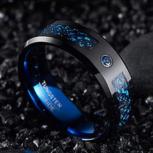 Carica l&#39;immagine nel visualizzatore di Gallery, Nuncad Anello uomo/donna celtico nero-blu con fibra di carbonio, zircone,... - Ilgrandebazar