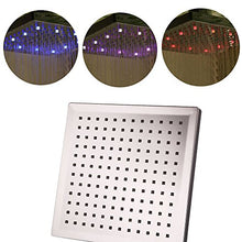 Carica l'immagine nel visualizzatore di Gallery, DAXGD Soffione Doccia con 12pcs LED, 8 pollici, Quadrato controllo della temperatura, a soffitto cromato finito, 3 colore cambiando flusso d'acqua alimentato