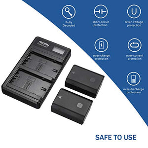 Miady - Confezione da 2 batterie e caricatore LCD NP-FZ100 Nero