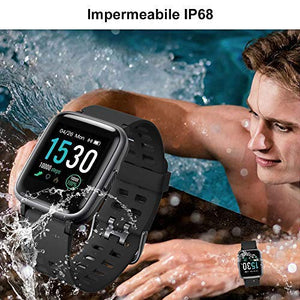 YAMAY Smartwatch Orologio Fitness Uomo Donna Impermeabile IP68 Smart Nero - Ilgrandebazar
