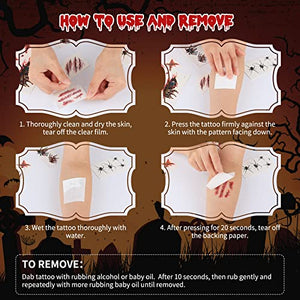 Tatuaggi Halloween Tatuaggi Temporanei Trucco Halloween Zombie Scars Tatouages Autocollants avec Fake Scab Blood Spécial FX Costume Maquillage Props