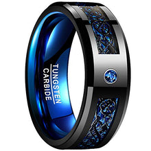 Carica l&#39;immagine nel visualizzatore di Gallery, Nuncad Anello uomo/donna celtico nero-blu con fibra di carbonio, zircone,... - Ilgrandebazar