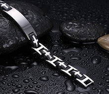 Carica l&#39;immagine nel visualizzatore di Gallery, PJ JEWELRY - Braccialetto da uomo in acciaio inox e silicone, con citazione...